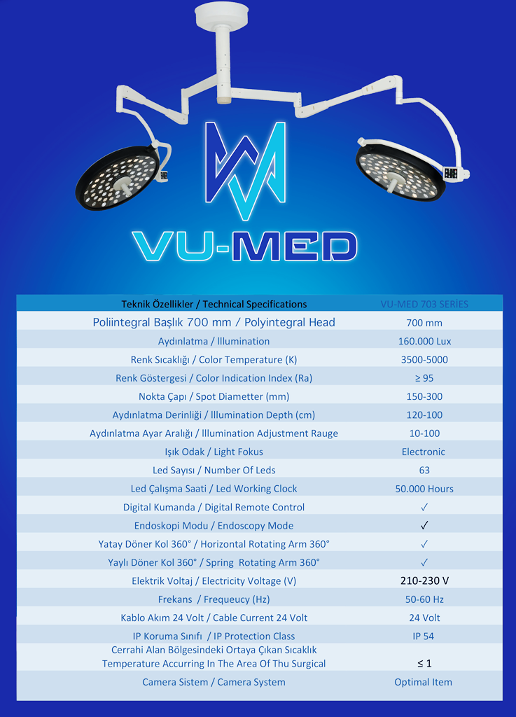 VU-MED 703 Serisi LED Ameliyat Tavan Lambası